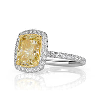 3.81ct Cushion Cut Canary Yellow Diamond Engagement Ring