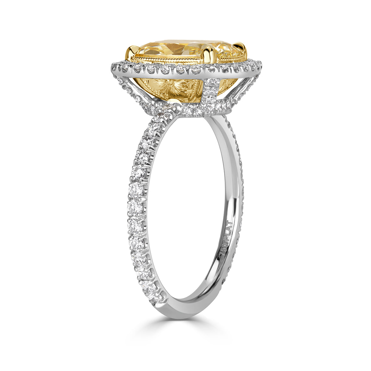 3.81ct Cushion Cut Canary Yellow Diamond Engagement Ring