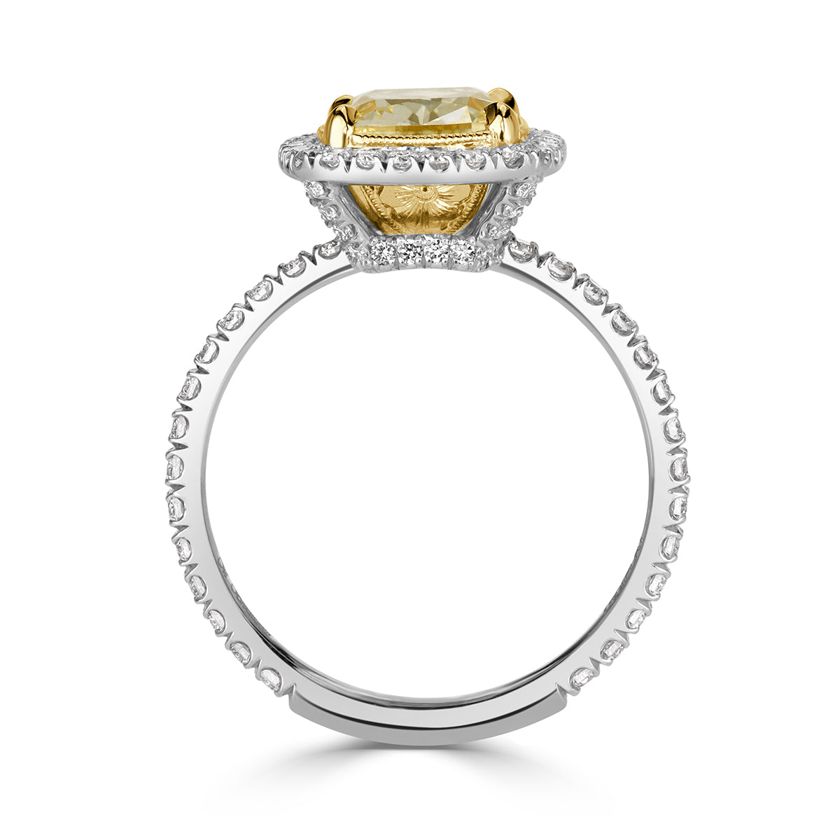 3.81ct Cushion Cut Canary Yellow Diamond Engagement Ring