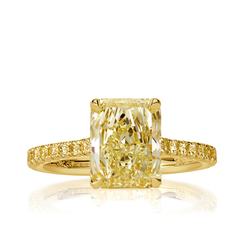 3.45ct Radiant Cut Canary Yellow Diamond Engagement Ring