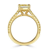 3.45ct Radiant Cut Canary Yellow Diamond Engagement Ring