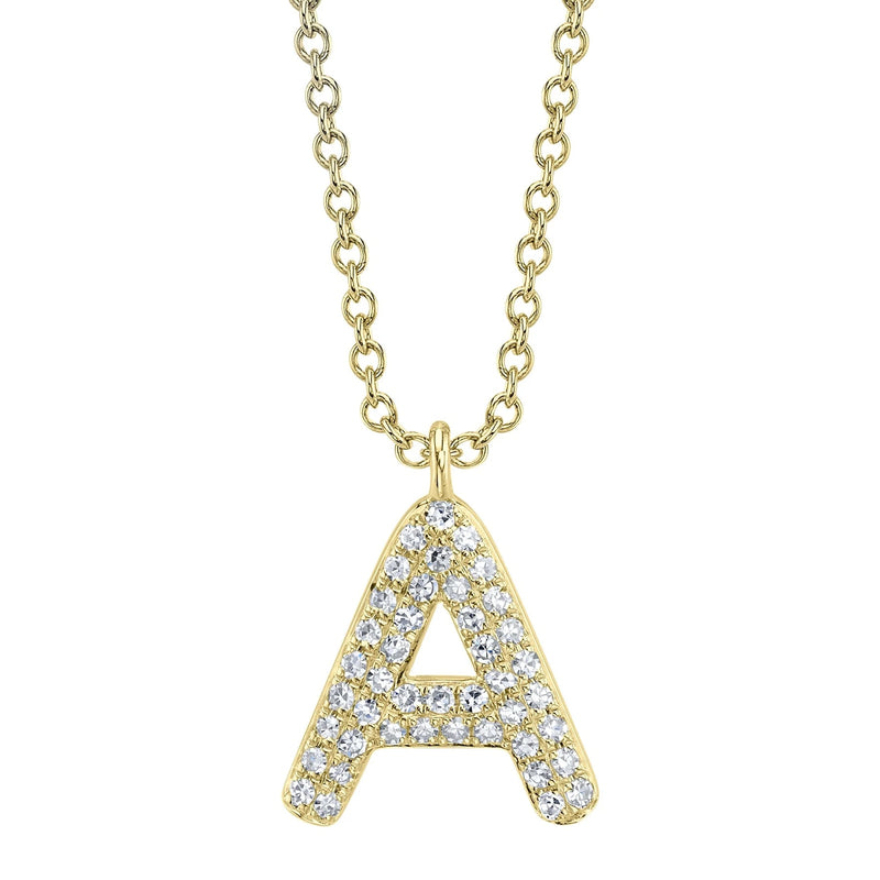 0.09ct Round Brilliant Cut Diamond Initial Necklace
