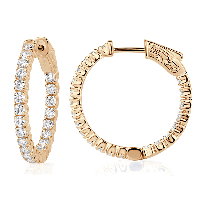 1.70ct Round Brilliant Cut Diamond Hoop Earrings