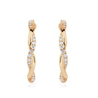 0.20ct Round Brilliant Cut Diamond Pave Twist Hoop Earrings