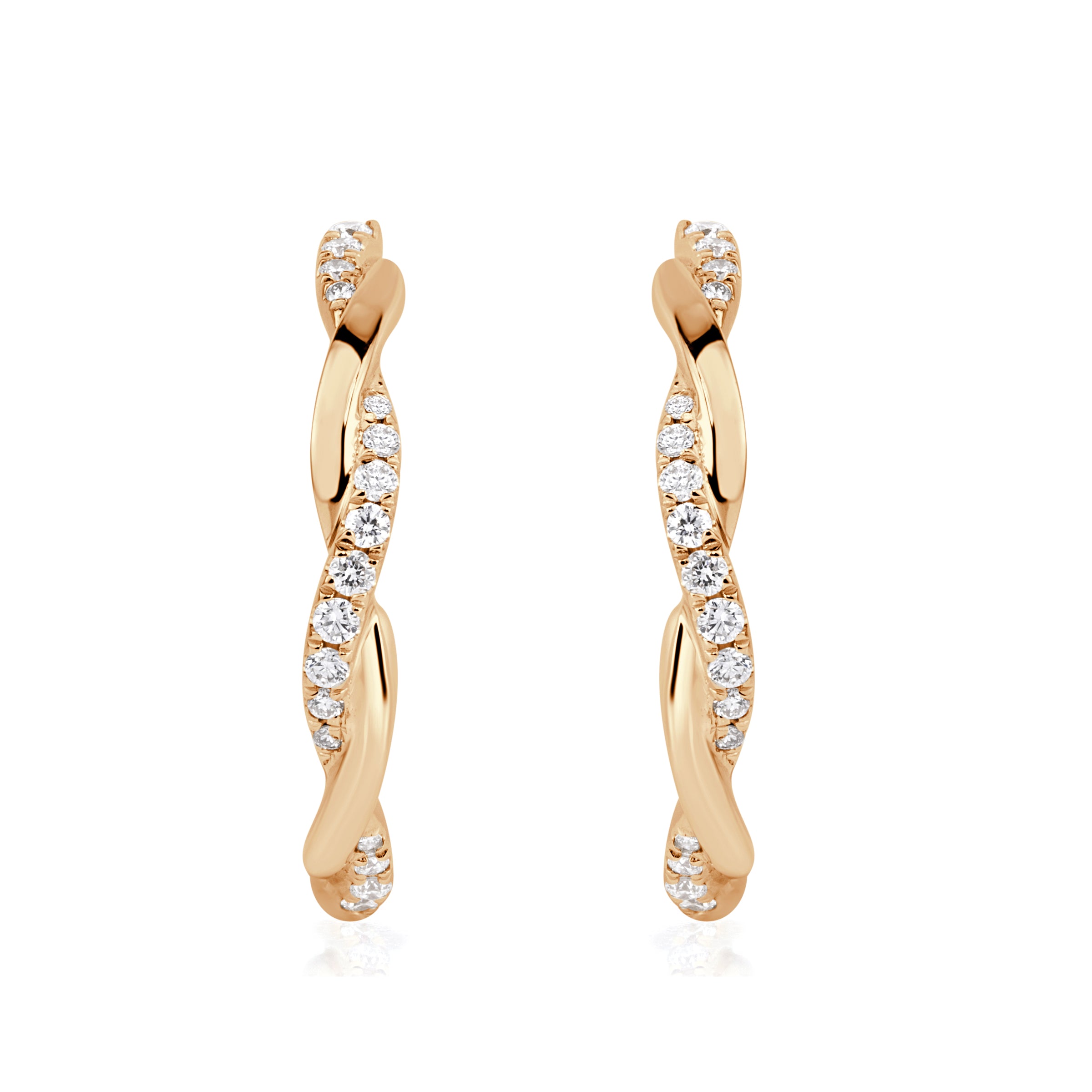 0.20ct Round Brilliant Cut Diamond Pave Twist Hoop Earrings