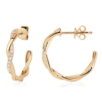0.20ct Round Brilliant Cut Diamond Pave Twist Hoop Earrings