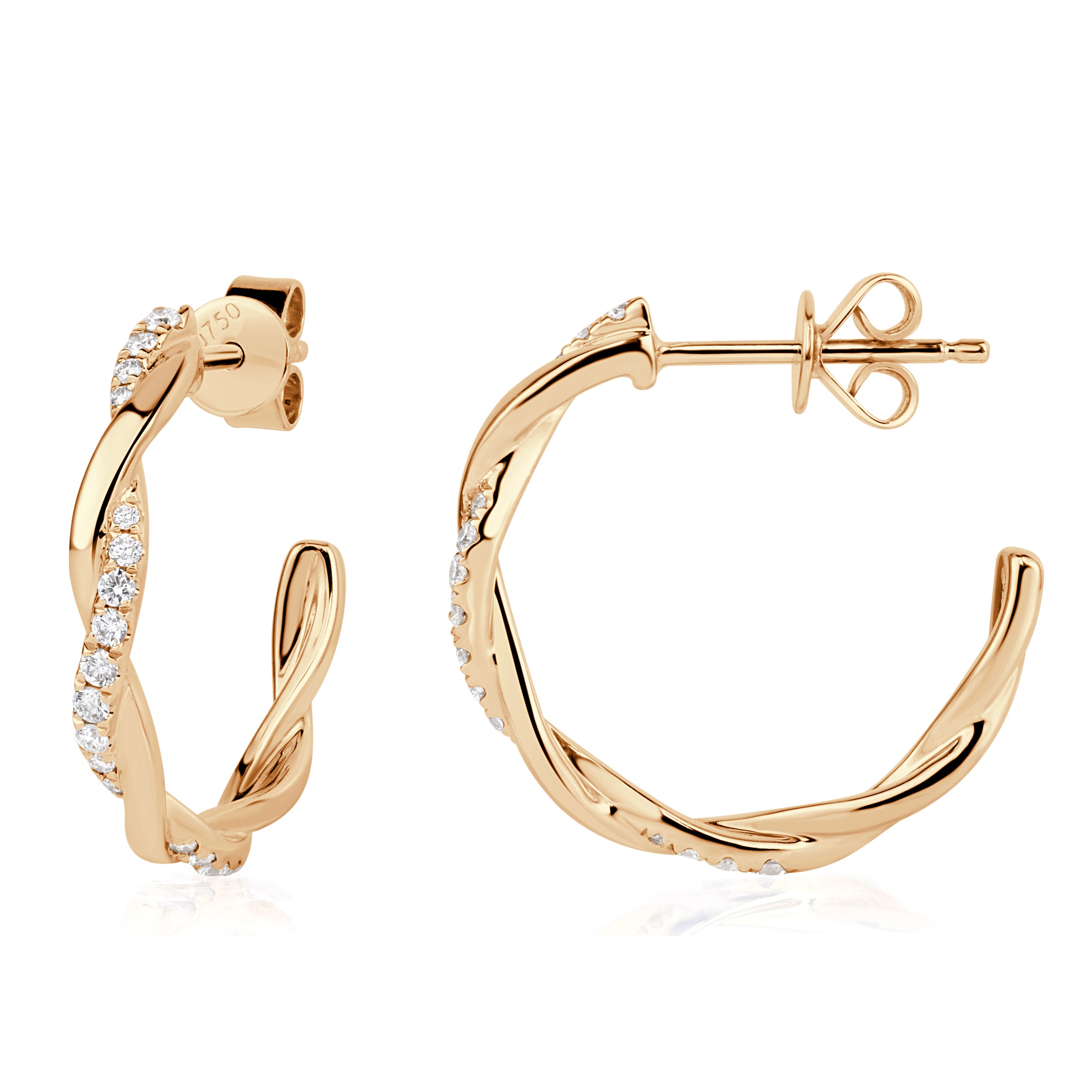 0.20ct Round Brilliant Cut Diamond Pave Twist Hoop Earrings