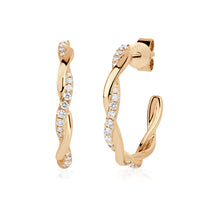 0.20ct Round Brilliant Cut Diamond Pave Twist Hoop Earrings