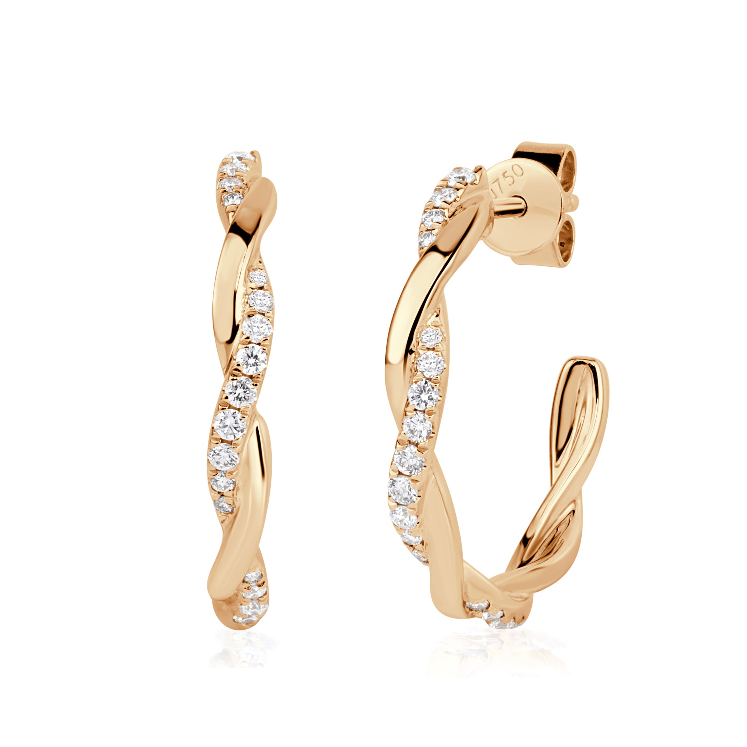 0.20ct Round Brilliant Cut Diamond Pave Twist Hoop Earrings