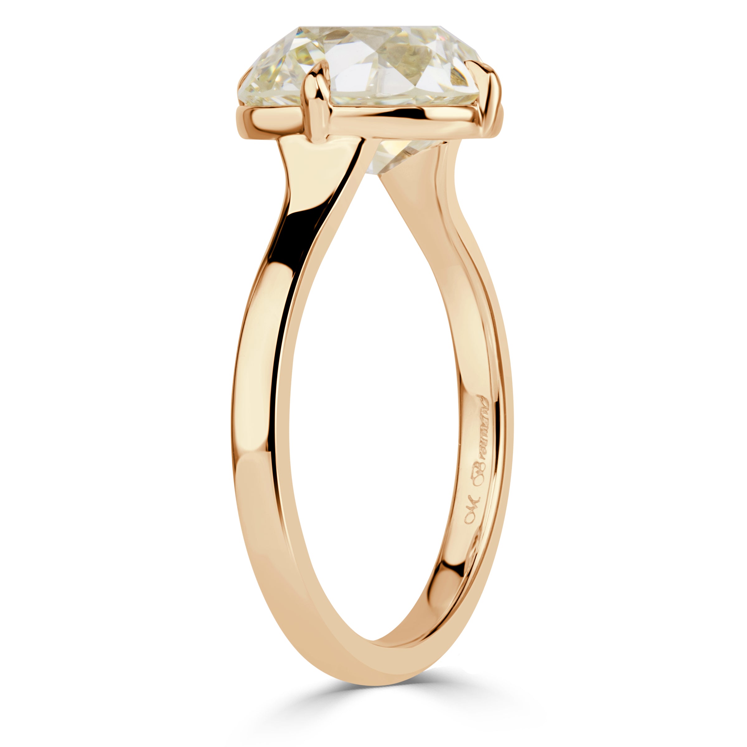 3.62ct Old Mine Cut Champagne Diamond Engagement Ring