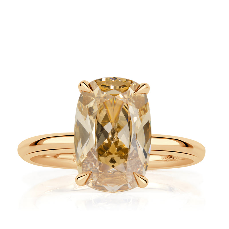 4.01ct Elongated Cushion Cut Champagne Diamond Engagement Ring