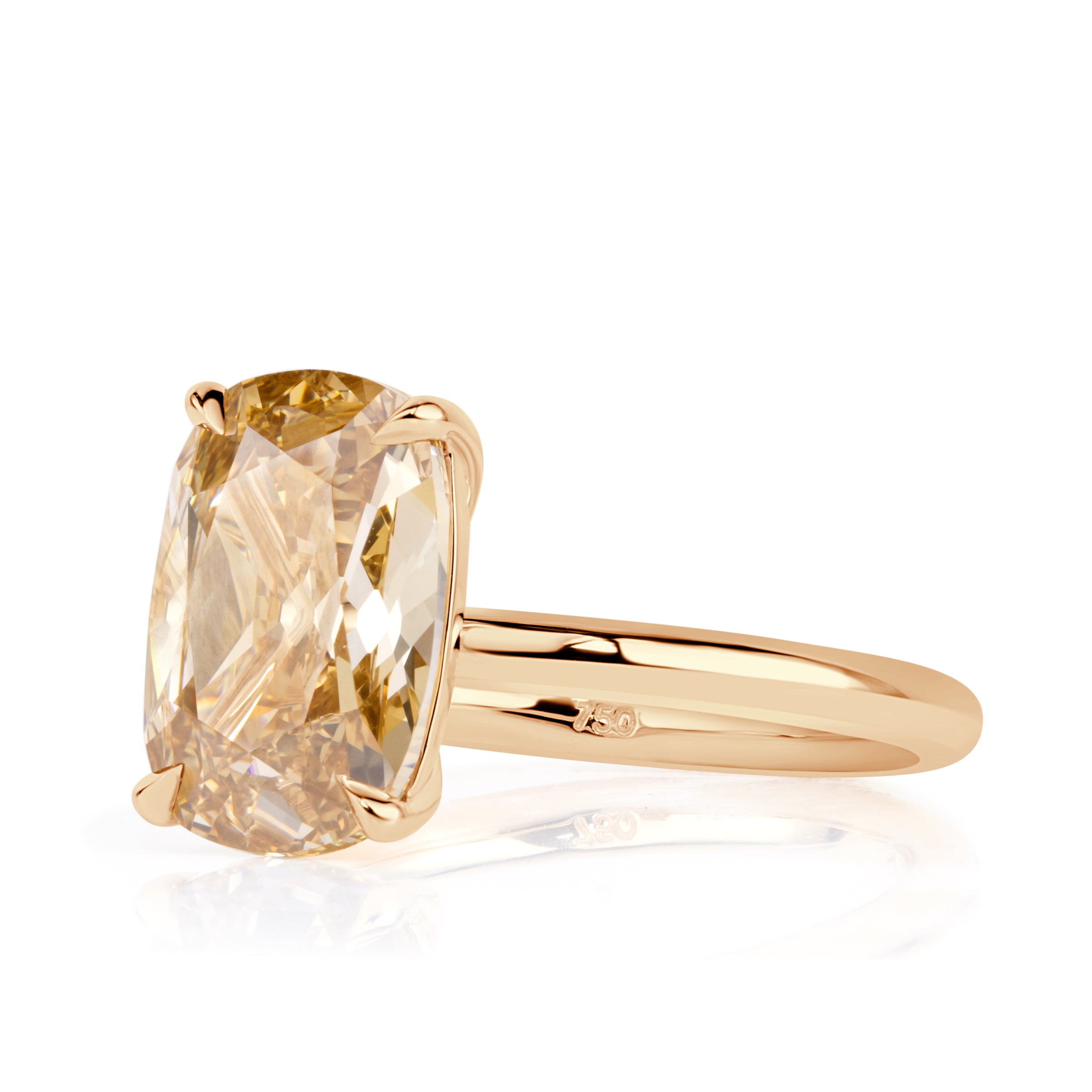 4.01ct Elongated Cushion Cut Champagne Diamond Engagement Ring