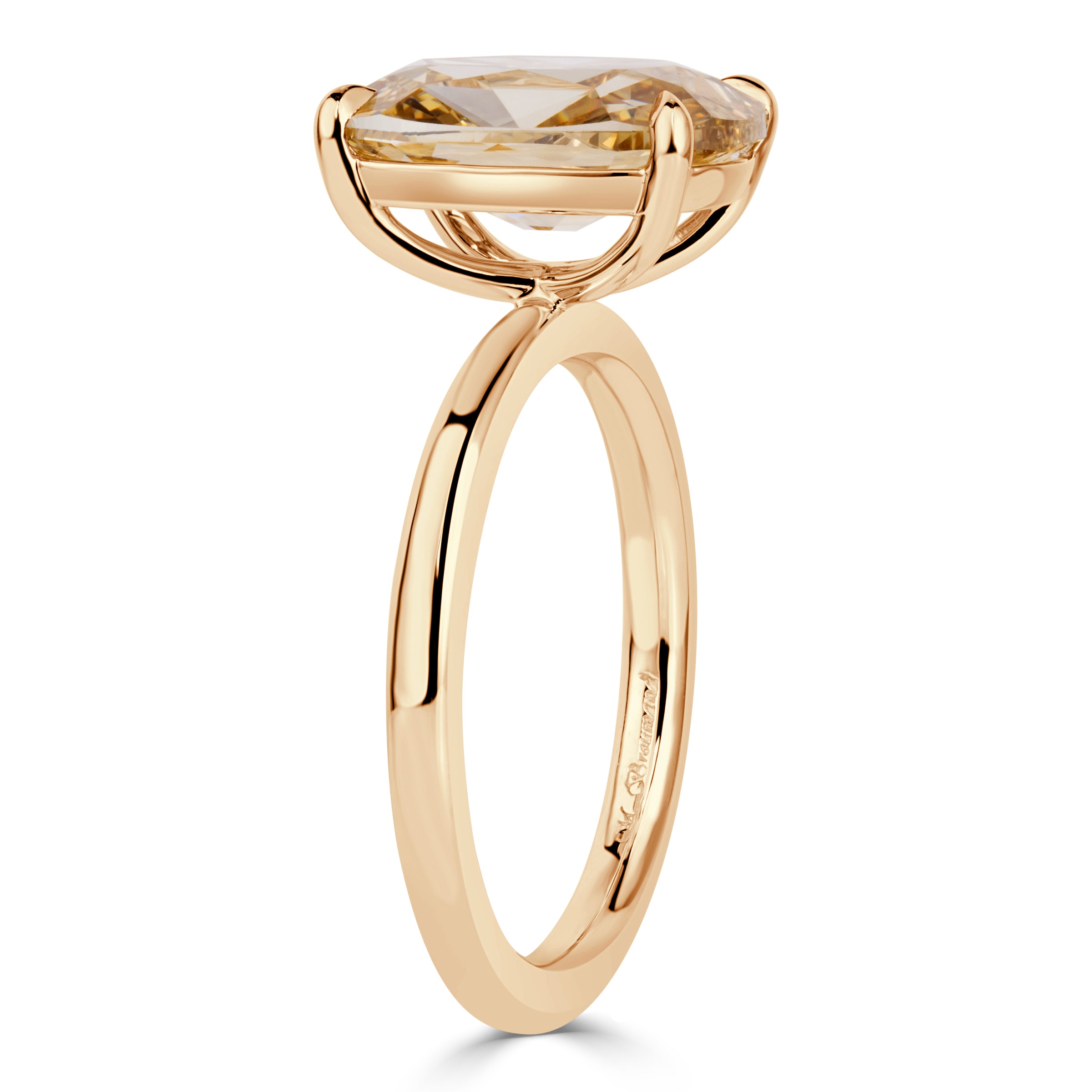 4.01ct Elongated Cushion Cut Champagne Diamond Engagement Ring