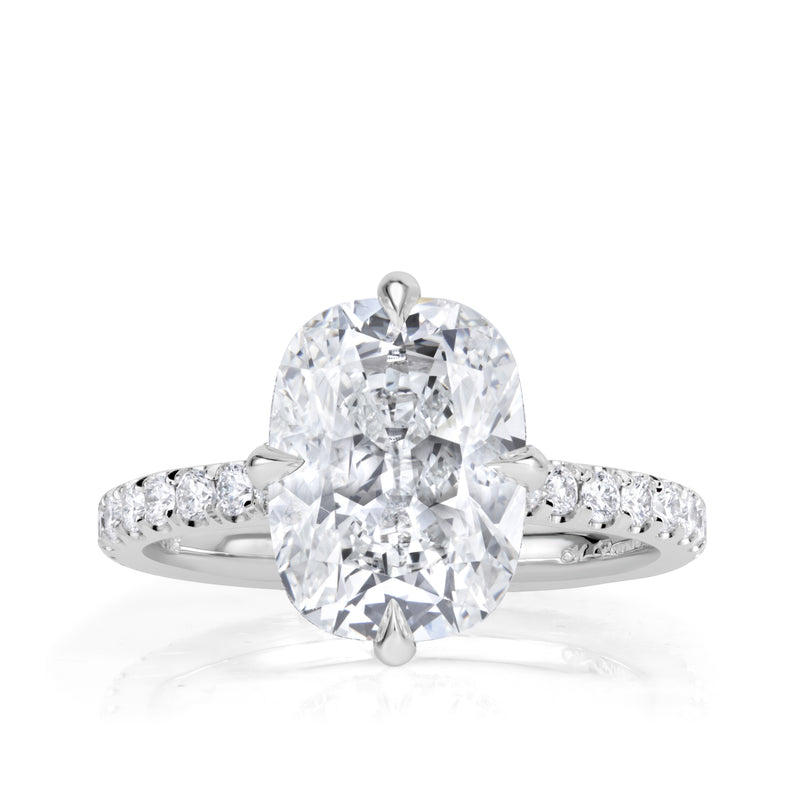 4.22ct Elongated Old Mine Cut Lab Grown Diamond Engagement Ring
