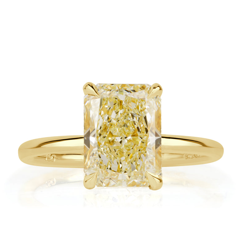 3.46 Elongated Cushion Cut Canary Yellow Diamond Engagement Ring
