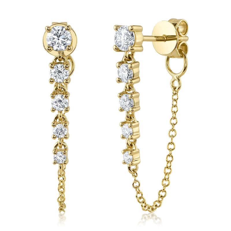 0.73 Round Brilliant Cut Diamond Chain Earrings