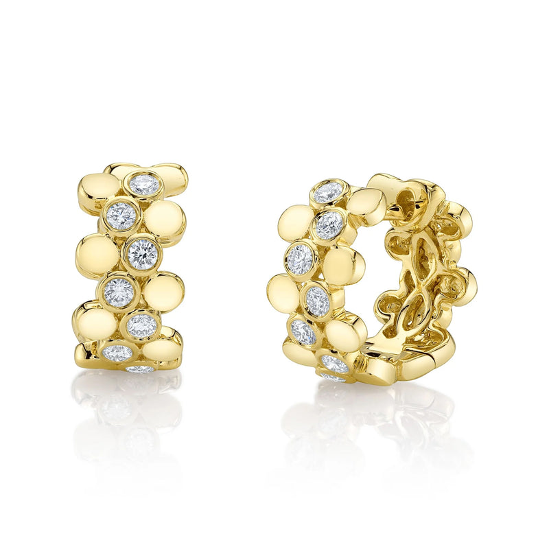 0.30ct Round Brilliant Cut Diamond Bezel Huggie Earrings