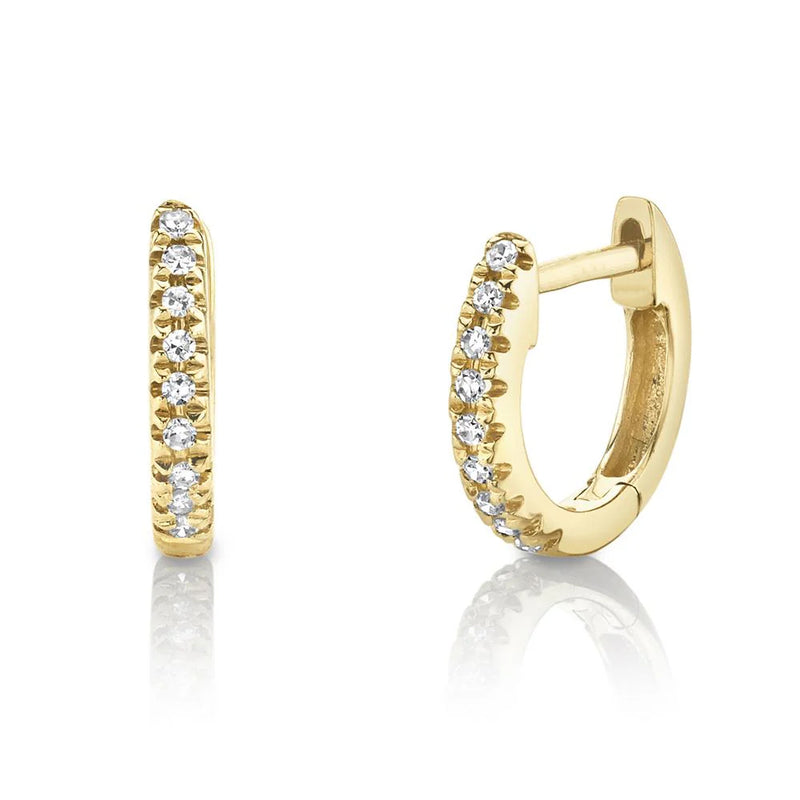 0.04ct Round Brilliant Cut Diamond Huggie Earrings