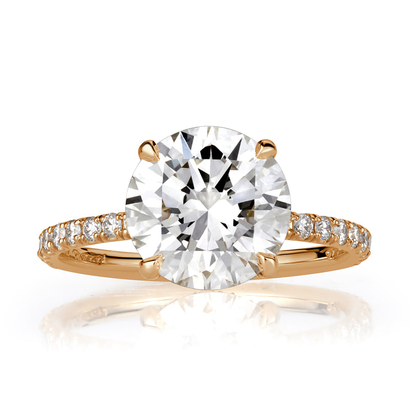 3.44 Round Brilliant Cut Lab Grown Diamond Engagement Ring