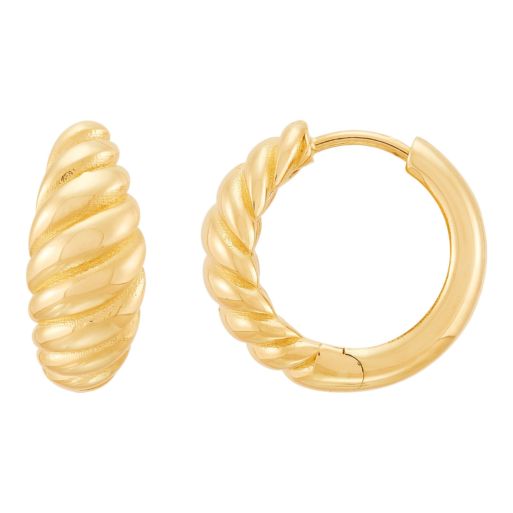 Sculptural Twisted Shrimp Huggie Earrings