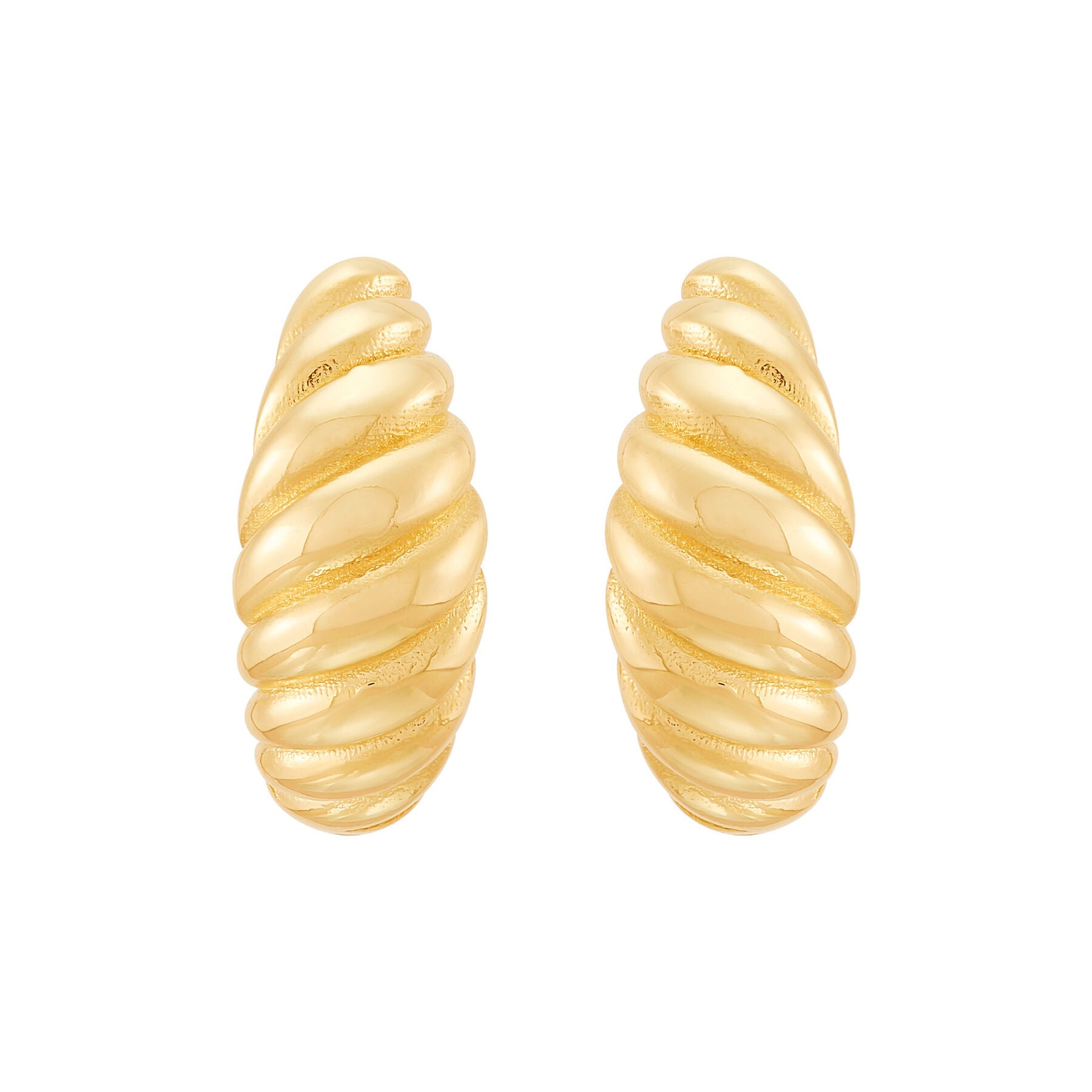 Sculptural Twisted Shrimp Huggie Earrings