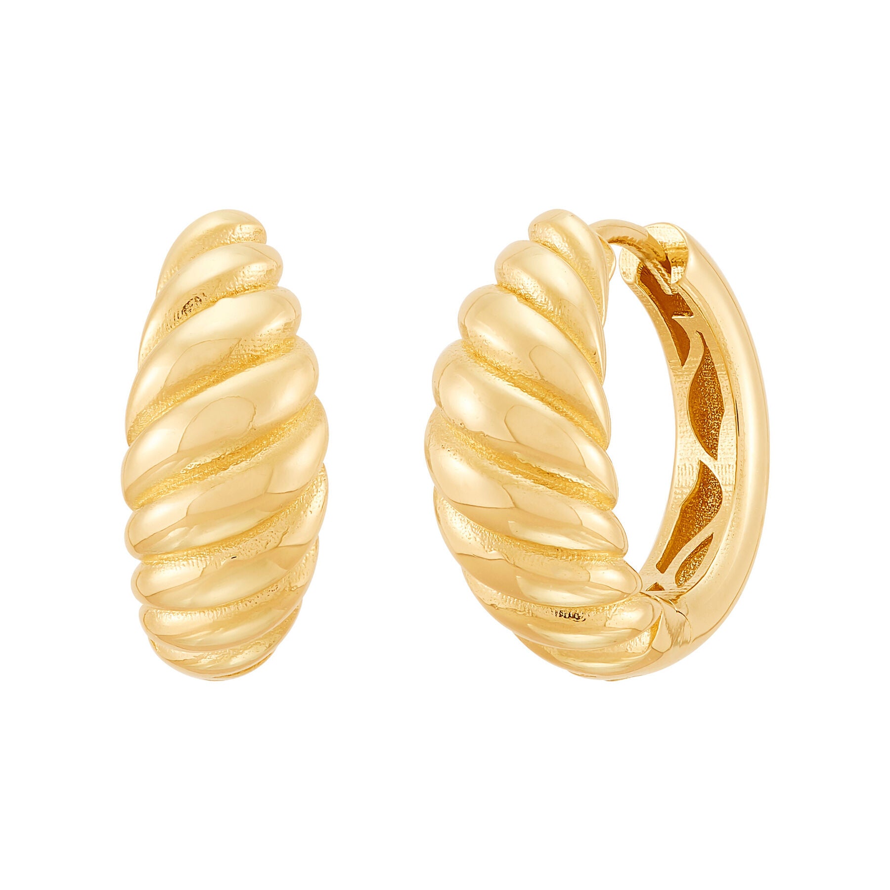 Sculptural Twisted Shrimp Huggie Earrings