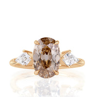 2.69ct Oval Cut Champagne Brown Diamond Engagement Ring