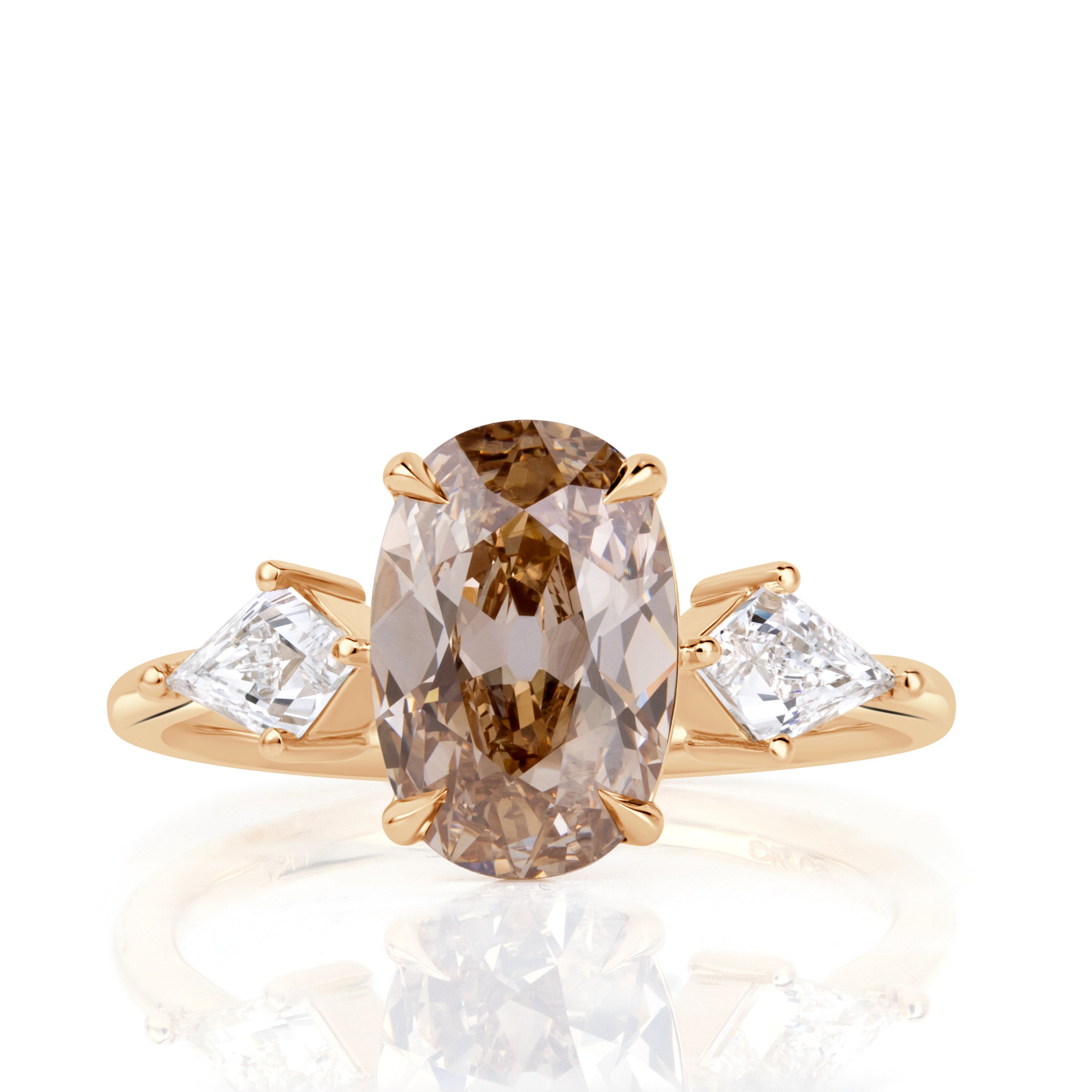 2.69ct Oval Cut Champagne Brown Diamond Engagement Ring