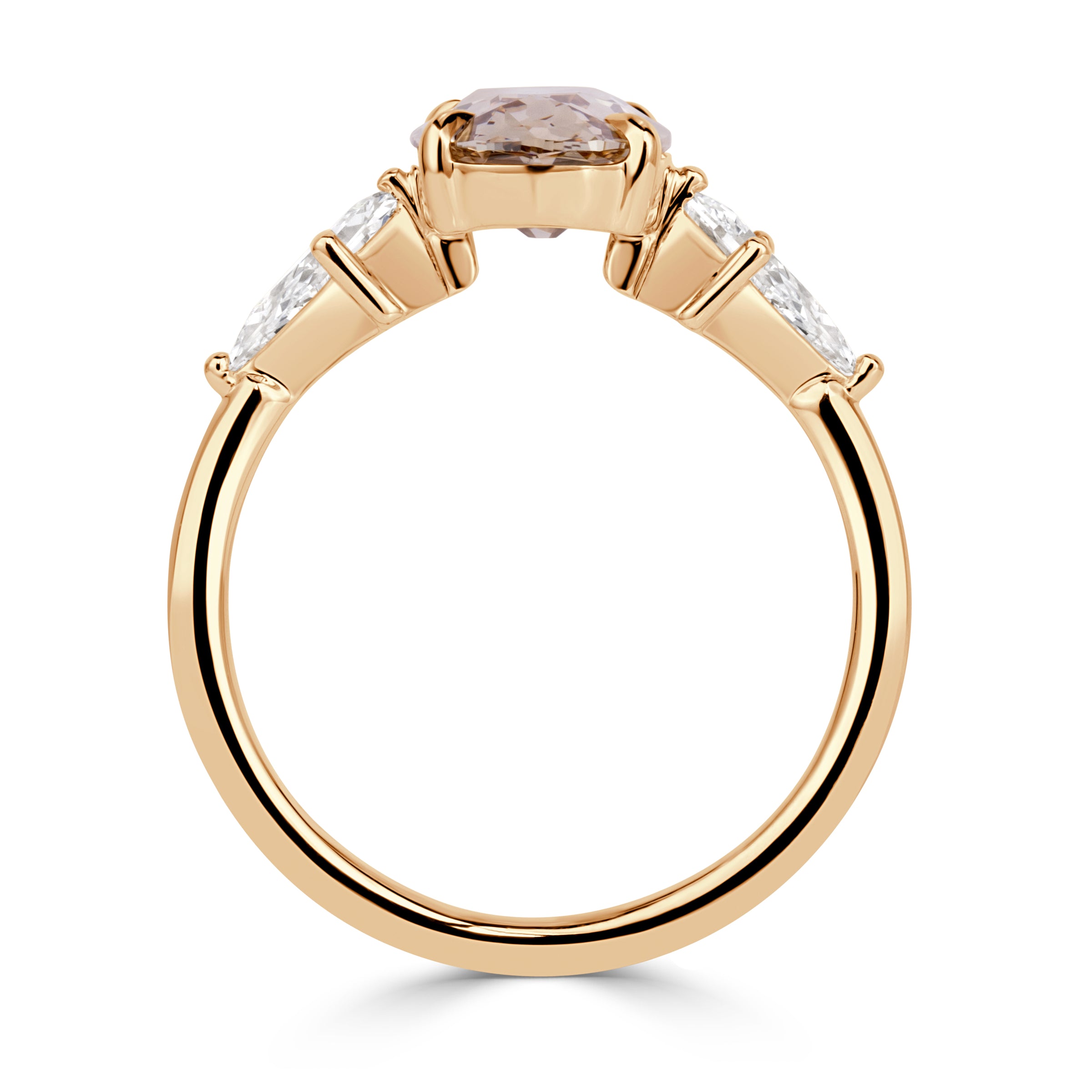 2.69ct Oval Cut Champagne Brown Diamond Engagement Ring