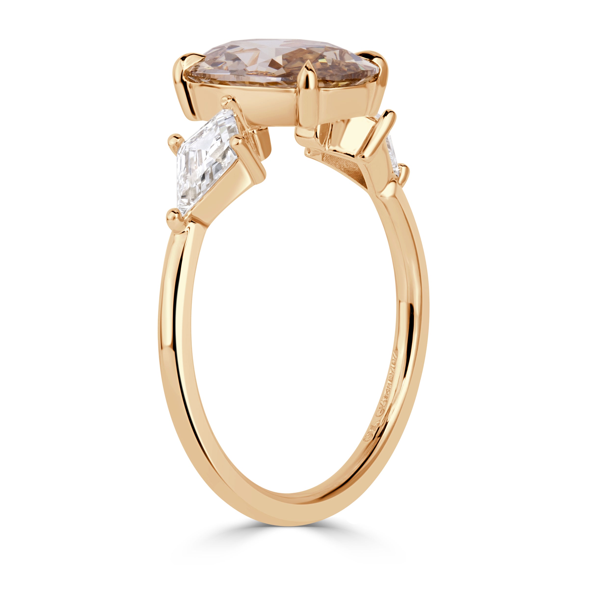 2.69ct Oval Cut Champagne Brown Diamond Engagement Ring