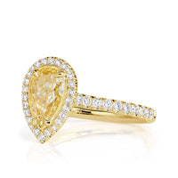 2.16ct Pear Shaped Fancy Intense Yellow Lab Grown Diamond Engagement Ring