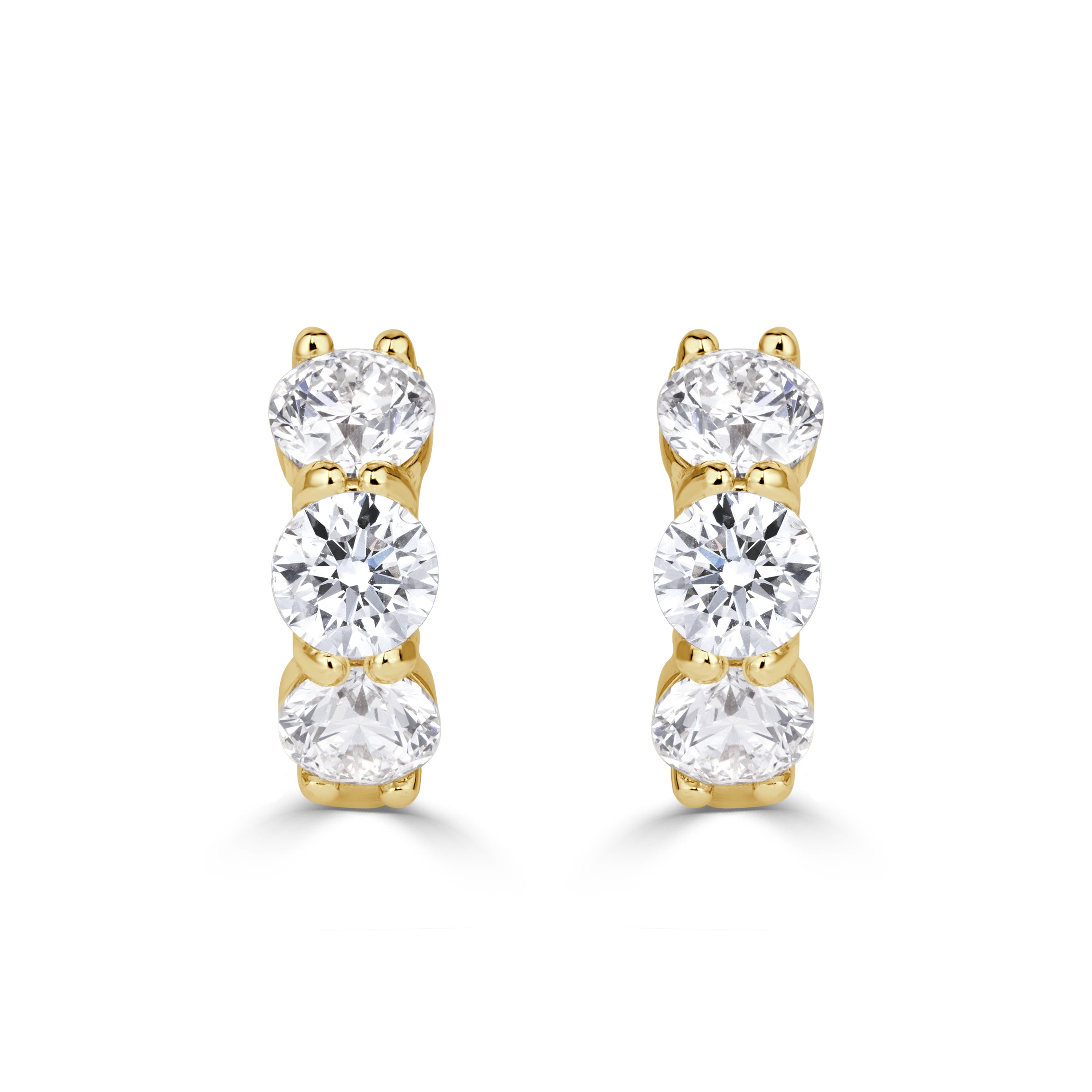 3.06ct Round Brilliant Cut Diamond Huggie Hoop Earrings