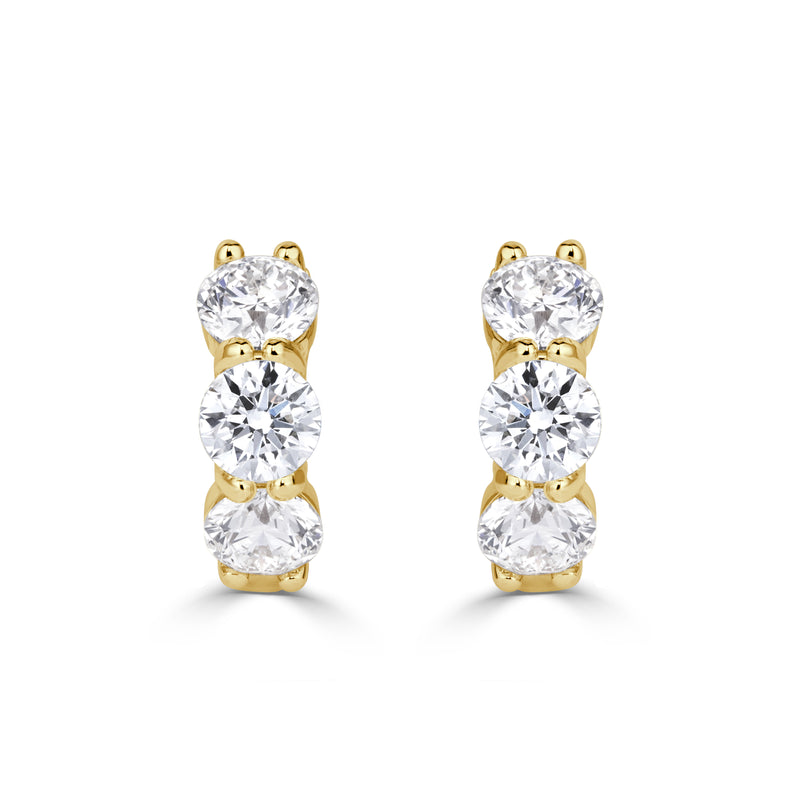 3.06ct Round Brilliant Cut Diamond Huggie Hoop Earrings