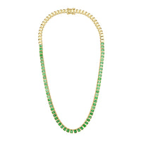 12.52ct Emerald Cut Green Emerald Bezel Set Tennis Necklace