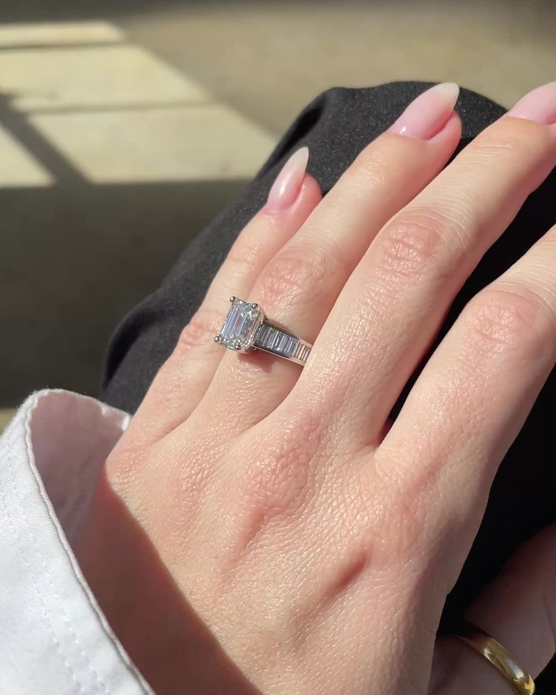 3.49ct Emerald Cut Lab Grown Diamond Engagement Ring