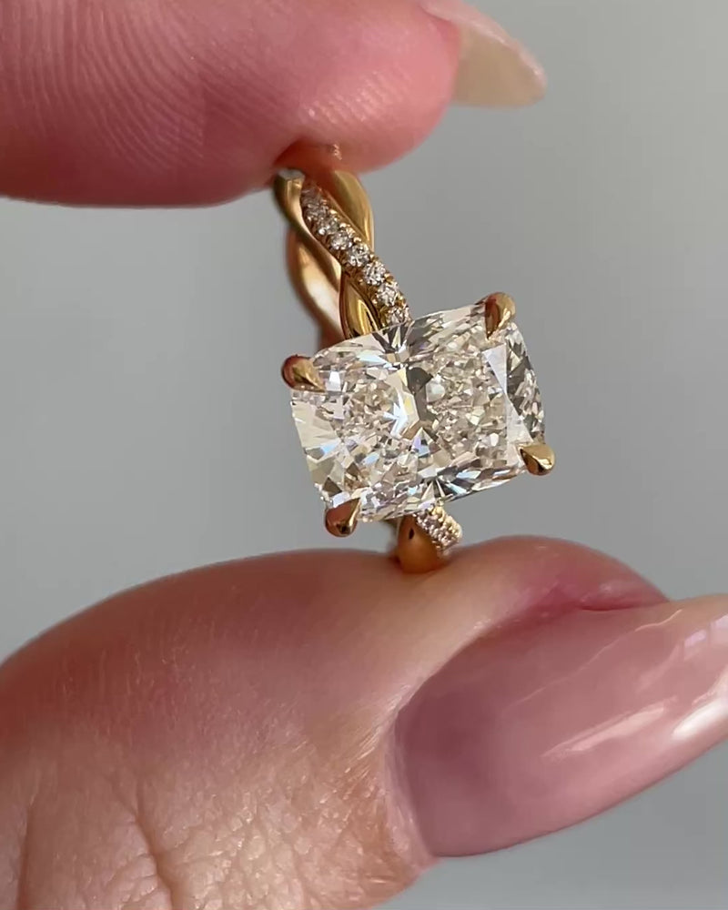 3.26ct Elongated Cushion Cut Lab Grown Diamond Engagement Ring