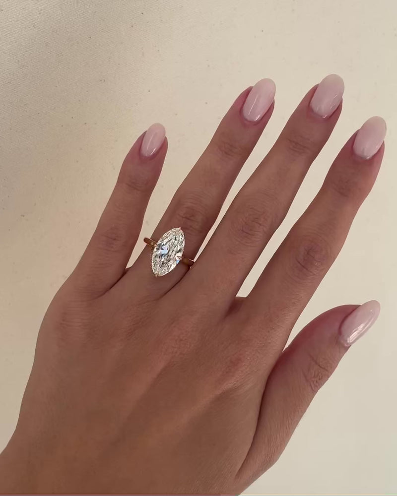 5.71ct Moval Cut Lab Grown Diamond Engagement Ring