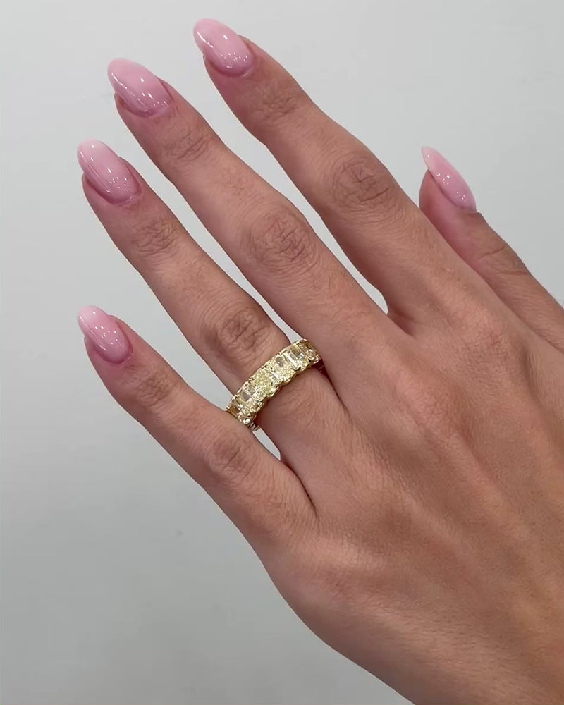11.45ct Fancy Yellow Radiant Cut Diamond Eternity Band