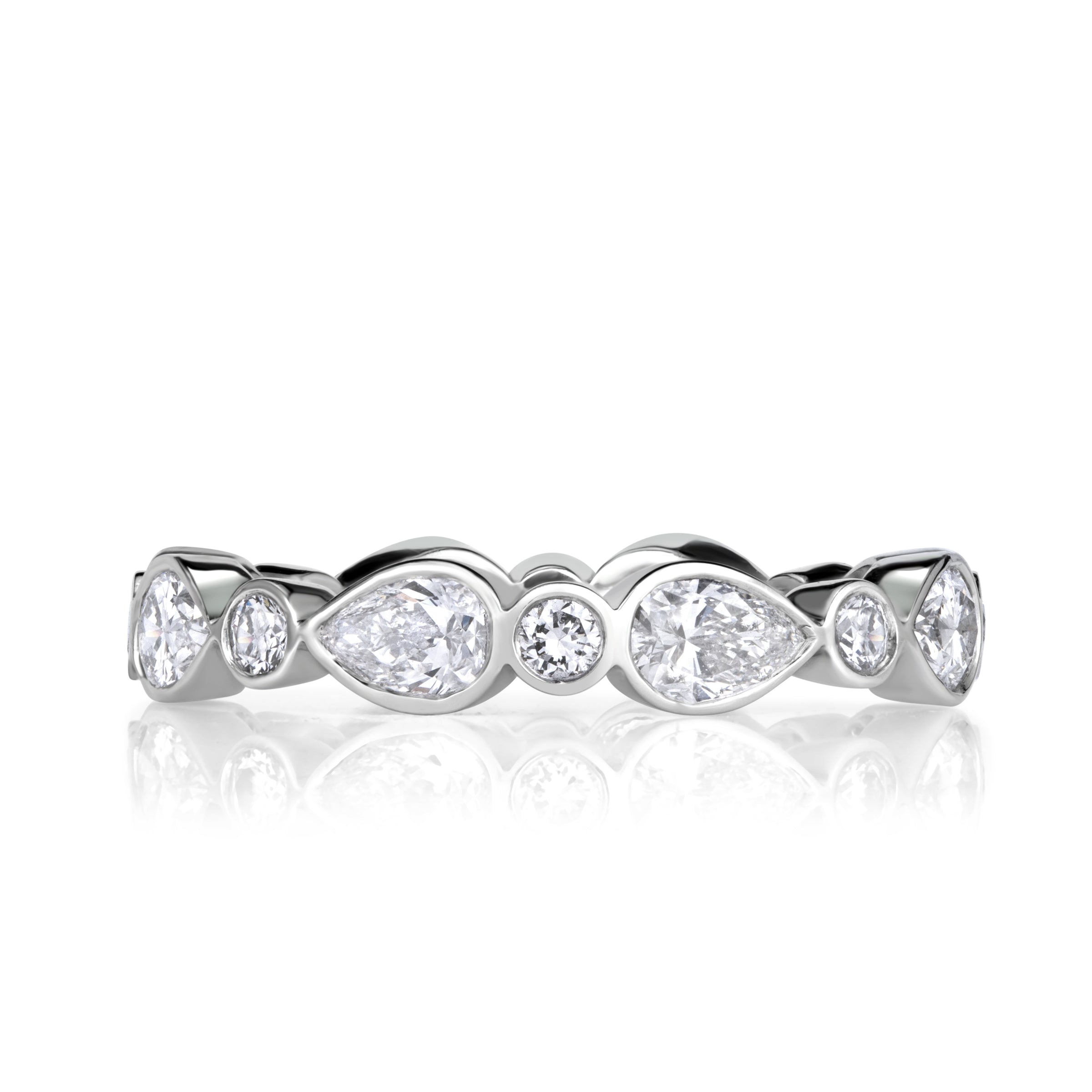 1.80ct Pear Shaped and Round Brilliant Cut Diamond Eternity Band in Platinum
