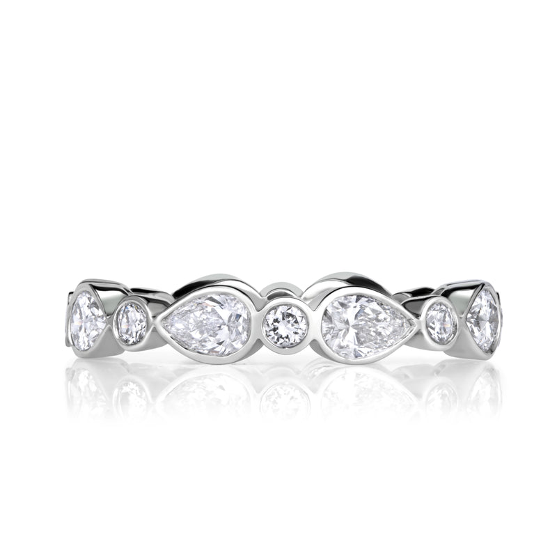 1.80ct Pear Shaped and Round Brilliant Cut Diamond Eternity Band in 18k White Gold
