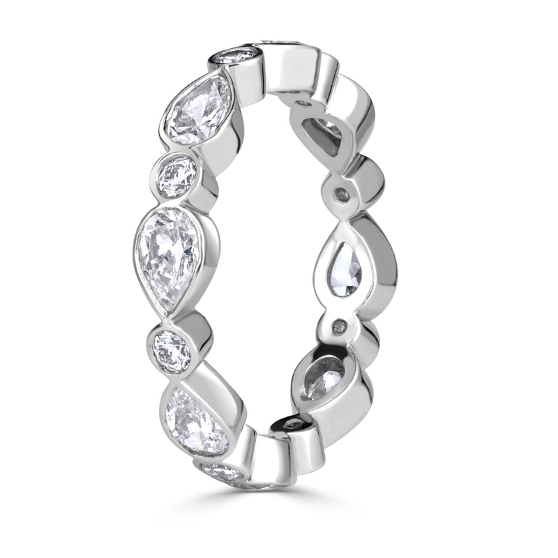 1.80ct Pear Shaped and Round Brilliant Cut Diamond Eternity Band in Platinum