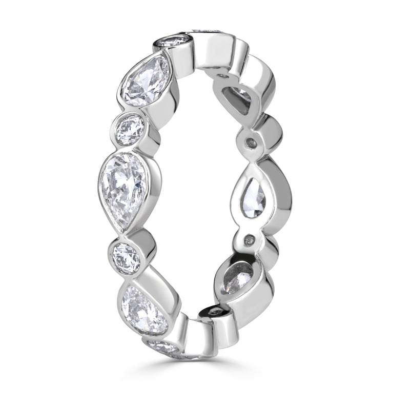 1.80ct Pear Shaped and Round Brilliant Cut Diamond Eternity Band in 18k White Gold