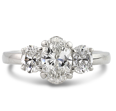 Oval Diamond Engagement Ring, Three Stone Lab Grown Diamond Ring