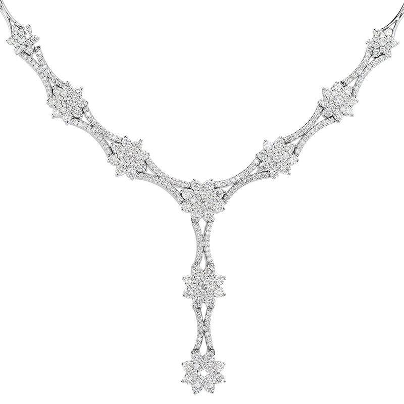 4.25ct Round Brilliant Cut Diamond Necklace in 14k White Gold in 16'