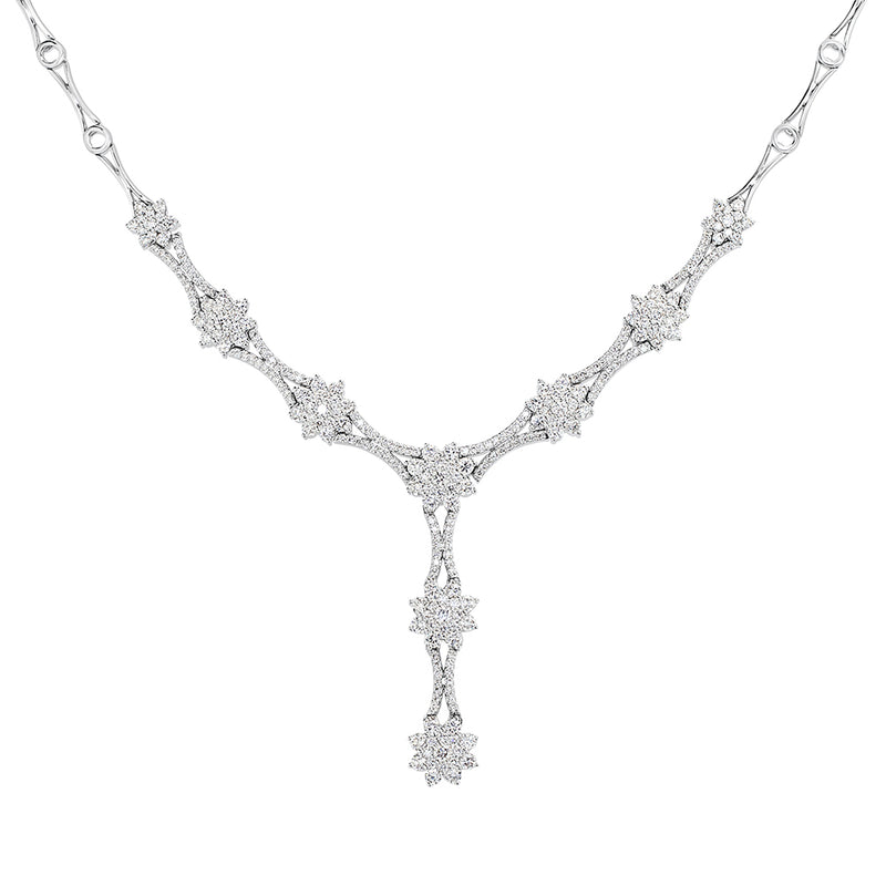 4.25ct Round Brilliant Cut Diamond Necklace in 14k White Gold in 16'