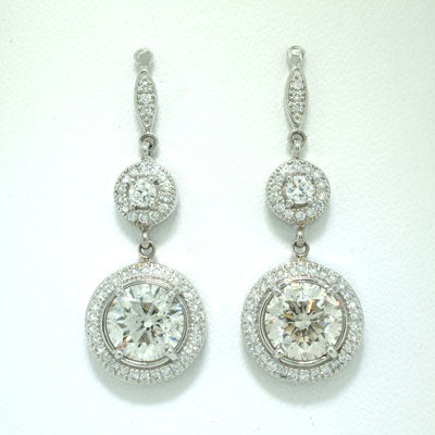 4.18ct Round Brilliant Cut Diamond Earrings