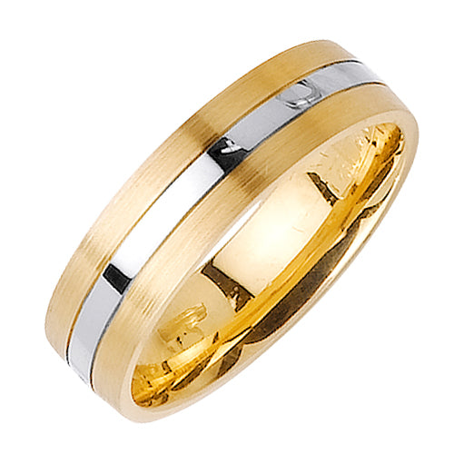 Men's Two-Tone Satin Finish Wedding Band in 18k Yellow and White Gold 6.0mm