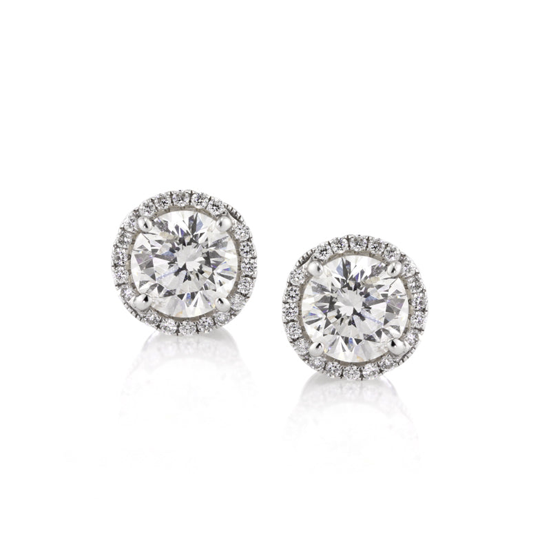 2.20ct Round Brilliant Cut Diamond Stud Earrings