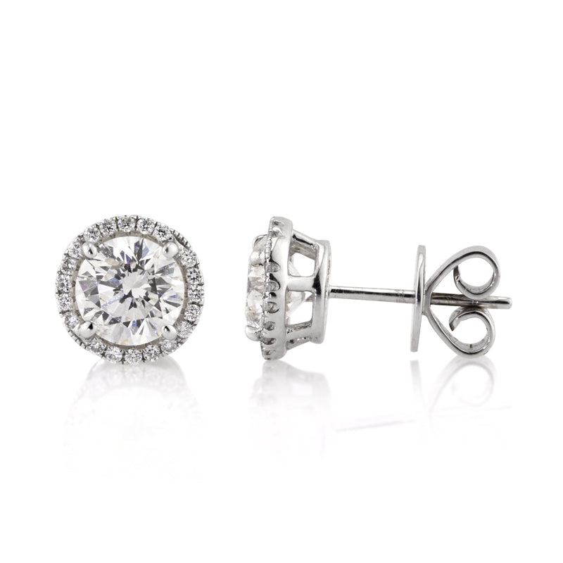 2.20ct Round Brilliant Cut Diamond Stud Earrings