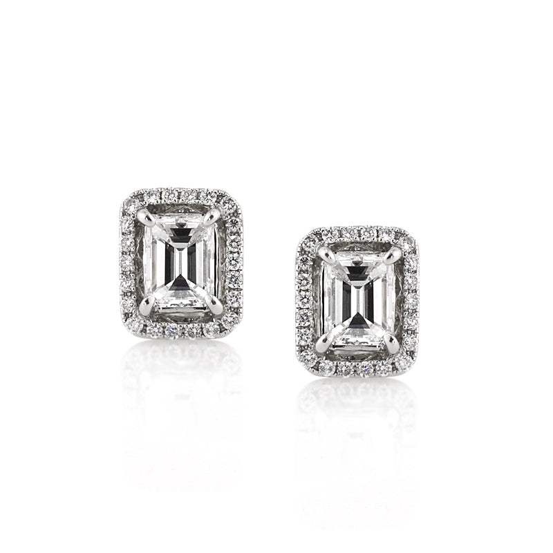 1.30ct Emerald Cut Diamond Stud Earrings